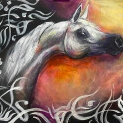 لوحه للخيل وحروفيات الخط