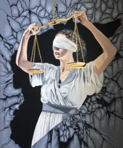 (انبعاثُ العدالة) أكريليك مع ورق ذهب على كانفس 70*100