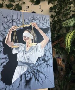 عرض بديل لـ (انبعاثُ العدالة) أكريليك مع ورق ذهب على كانفس 70*100