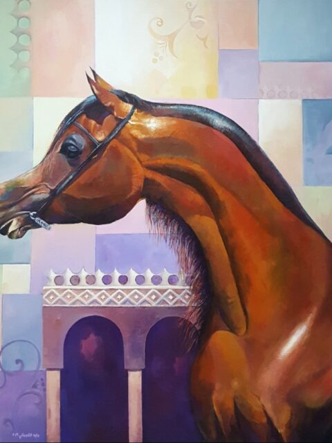 خيل مع زخارف إسلامية.