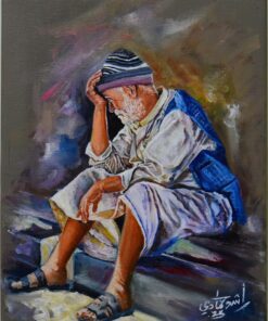 روح منهكة على رصيف العمر زيتي على كانفاس