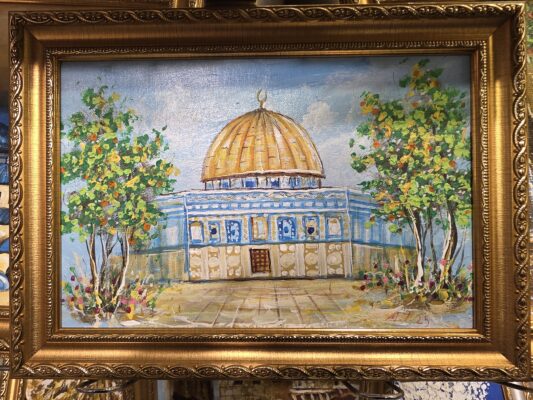 لوحة رسم لقبة الصخرة المسجد الاقصى