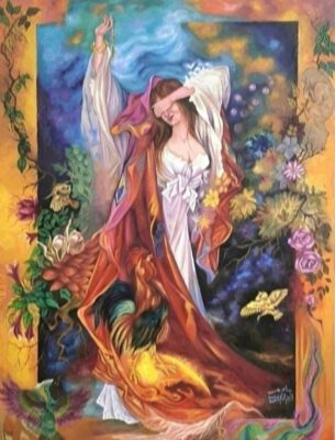 رباعيات الخيام لوحة فنية الوان زيتية على كانفاس