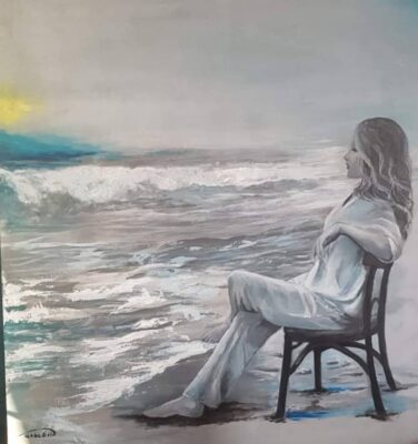 لوحة فنية بعنوان رمادي..أسلب تعبيري واقعي