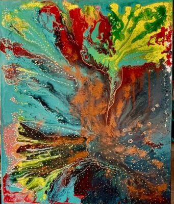 لوحات جدارية فن تشكيلي لوحه مزج الاوان