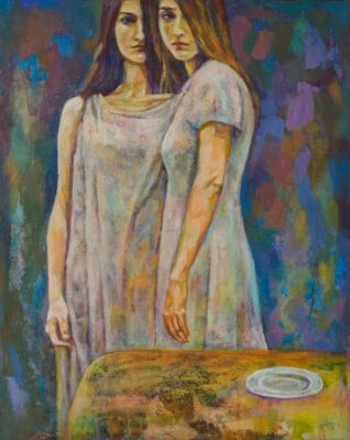 Zelal Guzlan, Unspoken internal conflict, 2025 Oil on canvas, 100 × 80 cm