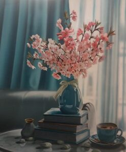 Blue with cherry blossoms