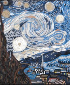 لوحة فنية منظر طبيعي لوحة The starry night للفنان فينست ڤان جوخ مرسومة بالاحجار يدوي متوفر جميع الاحجام حسب الطلب للطلب واتس آب 96181601893+
