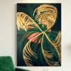Tropical Radiance Golden tropical le6aves dance across rich emerald hues, creating a radiant fusion of nature, elegance, and modern luxury.