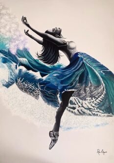 (رقصة الحياة) أكريليك ومعجون بارز على قماش 70*100