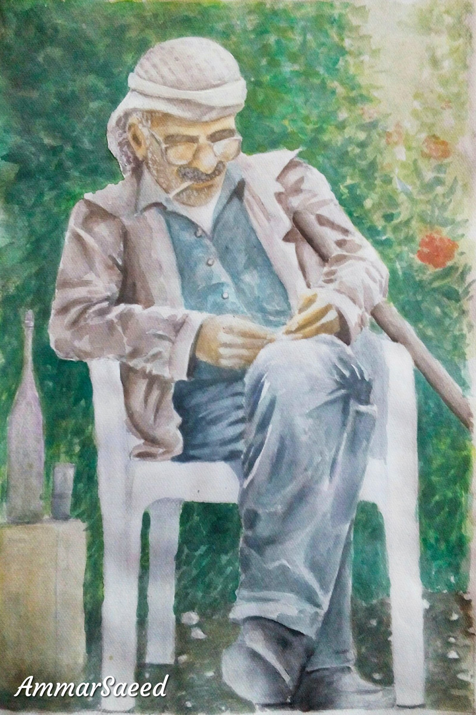 رجل يجلس وحيداً