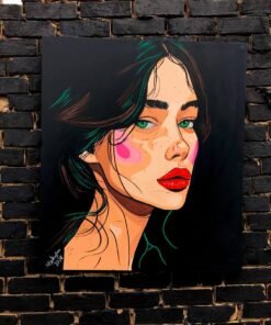 عرض بديل لـ رسم هاند ميد اكريلك علي قماش مقاس 80*90 مع بعض الورد الاحمر البارز