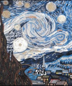 لوحة فنية منظر طبيعي لوحة The starry night للفنان فينست ڤان جوخ مرسومة بالاحجار يدوي متوفر جميع الاحجام حسب الطلب للطلب واتس آب 96181601893+
